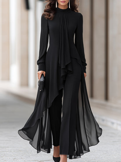 Zafren zwarte chiffon tuniek met broek