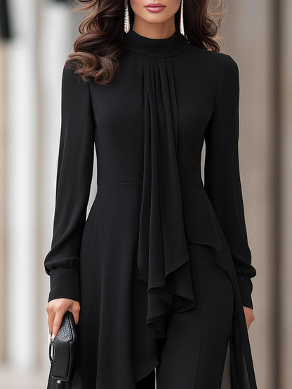 Zafren zwarte chiffon tuniek met broek