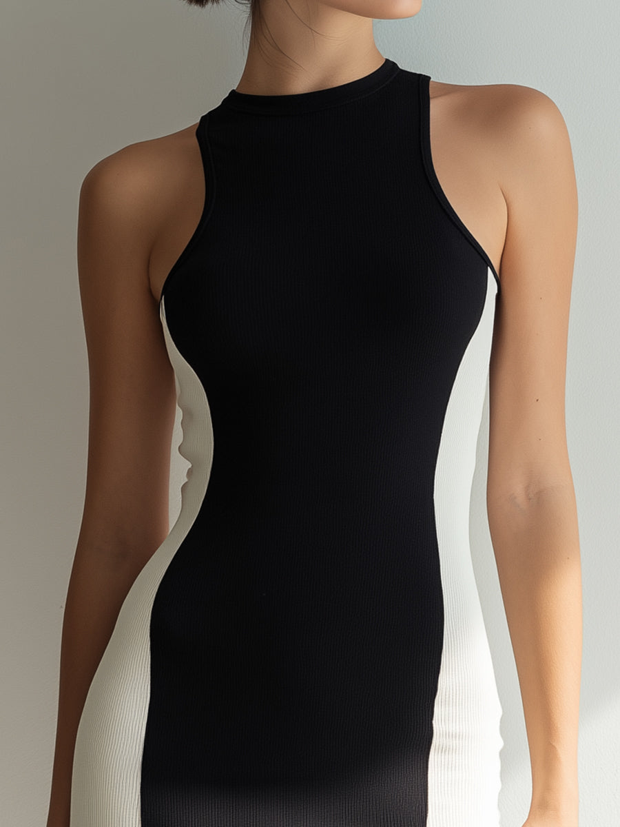 Zafren Schwarzes figurbetontes Minikleid im Colorblock-Design