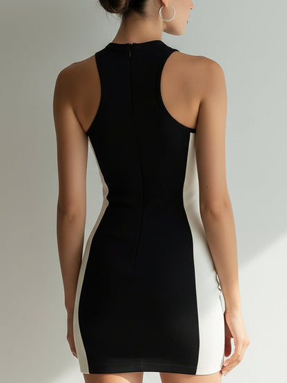 Zafren Schwarzes figurbetontes Minikleid im Colorblock-Design