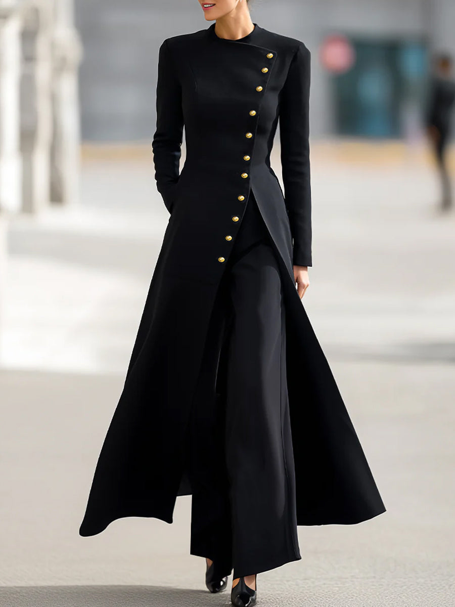 Conjunto Zafren negro de pantalón con blazer largo