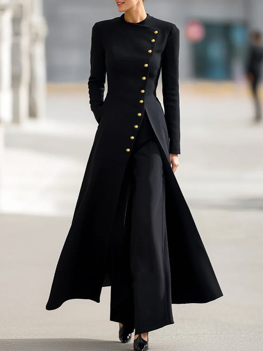 Conjunto Zafren negro de pantalón con blazer largo