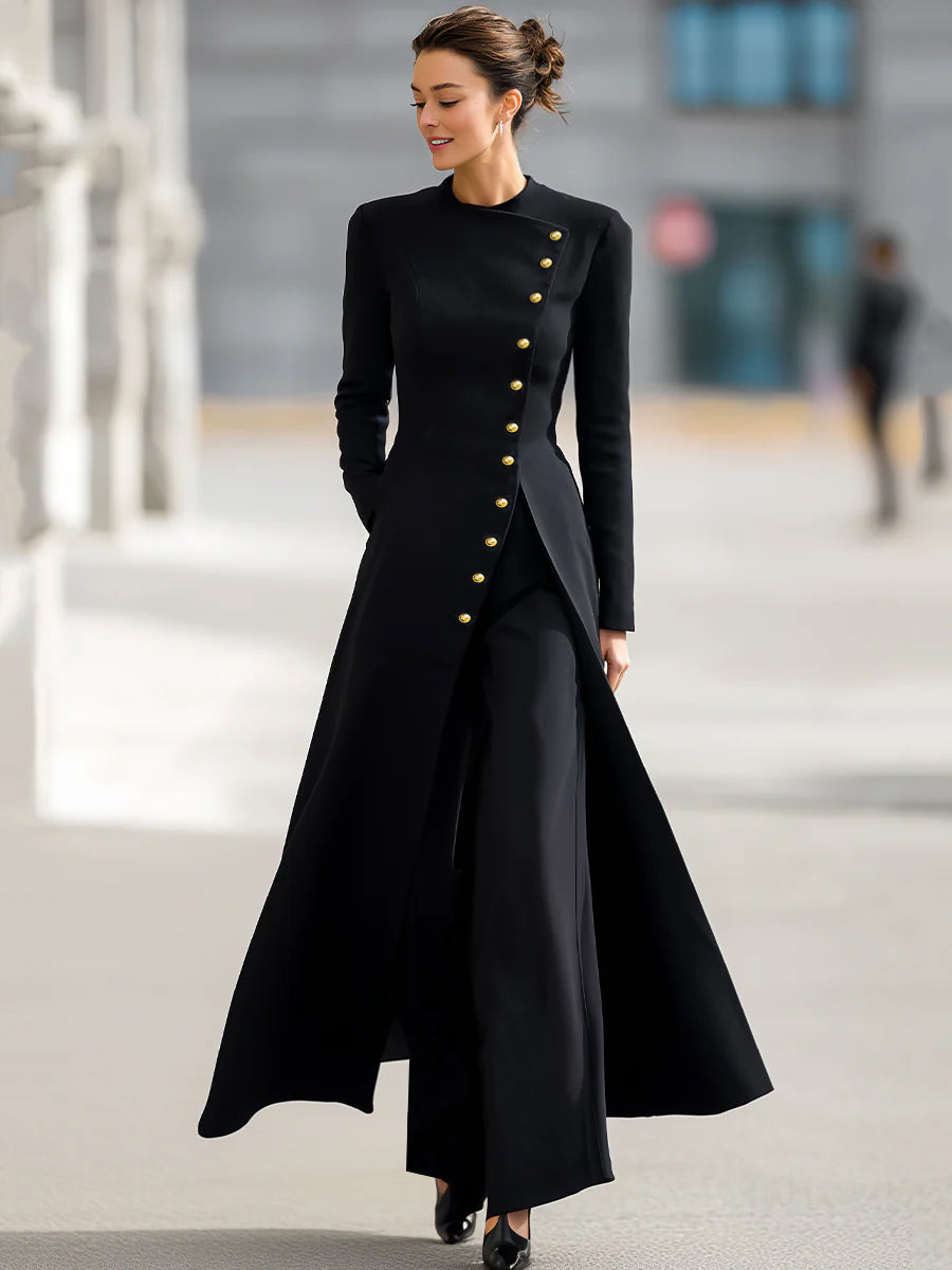 Conjunto Zafren negro de pantalón con blazer largo