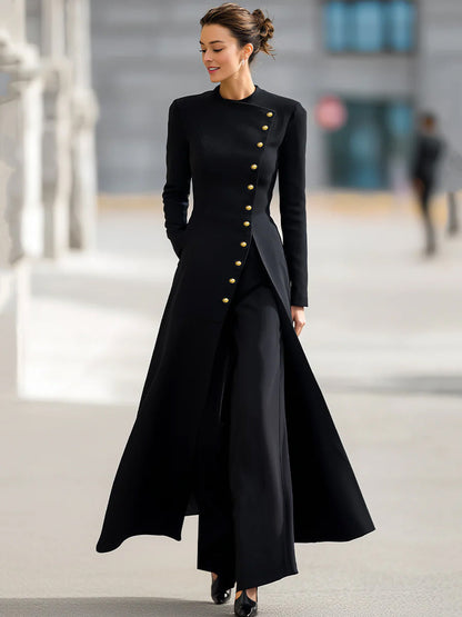 Conjunto Zafren negro de pantalón con blazer largo