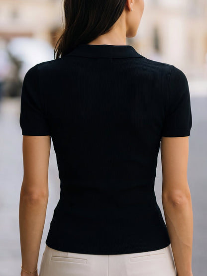 Zafren schwarzes Polotop mit Mesh-Passeinsatz