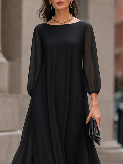 Abito maxi Zafren nero con maniche velate