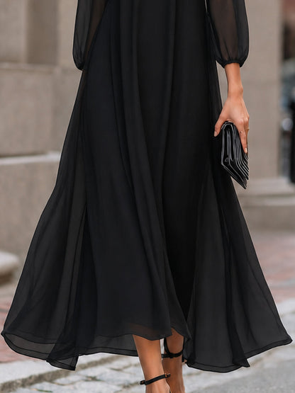 Abito maxi Zafren nero con maniche velate