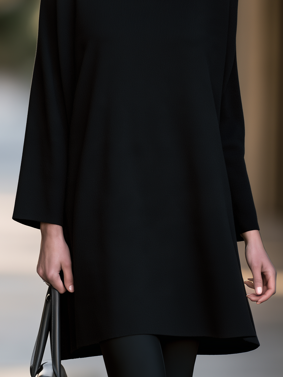 Μαύρο μίνι φόρεμα-κάπα με ζιβάγκο Zafren