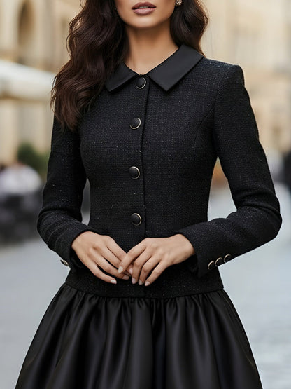 Abito nero in tweed con orlo a palloncino Zafren