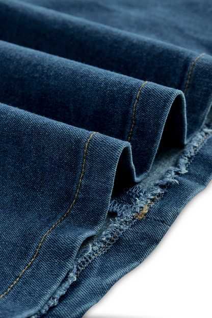 Zafren blå denimkjole med halterneck og knapper