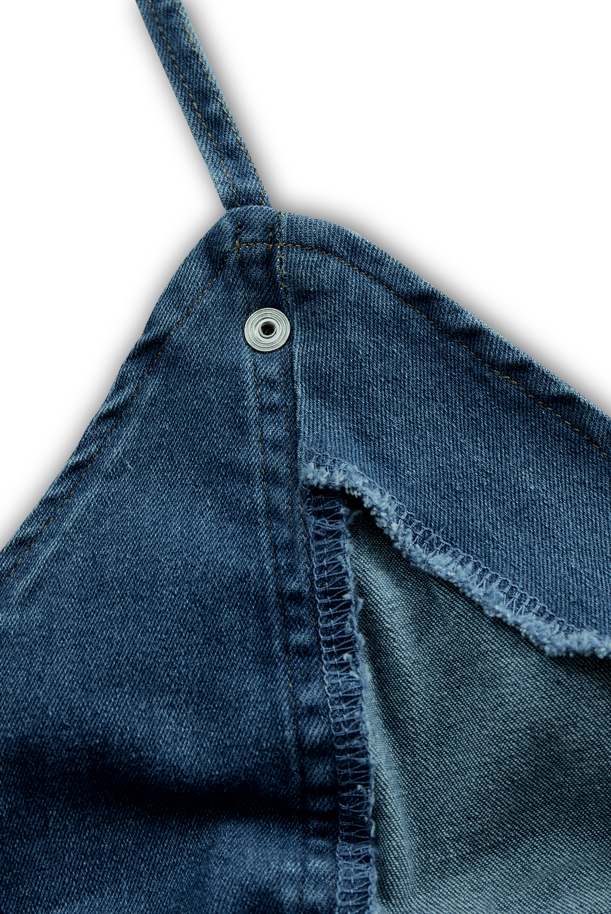 Zafren blå denimkjole med halterneck og knapper