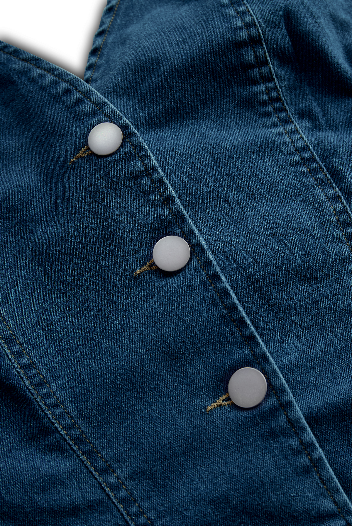 Zafren blå denimkjole med halterneck og knapper