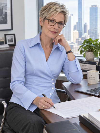 Niebieska koszula Zafren w prążki, kopertowa z przodu