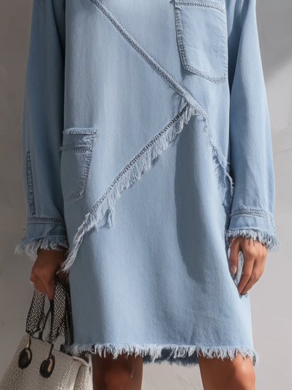 Abito mini Zafren in denim blu con orlo a vivo