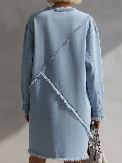 Abito mini Zafren in denim blu con orlo a vivo