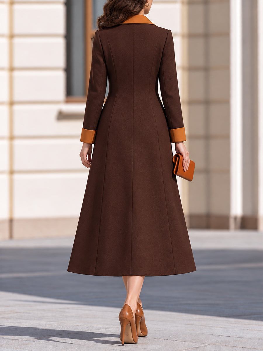 Ensemble robe-manteau longue marron Zafren