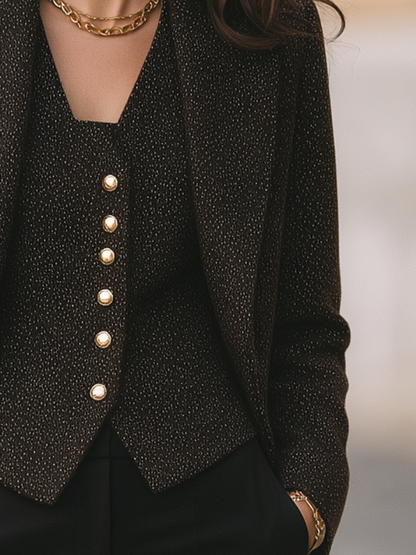Conjunto Zafren de abrigo de tweed marrón y chaleco
