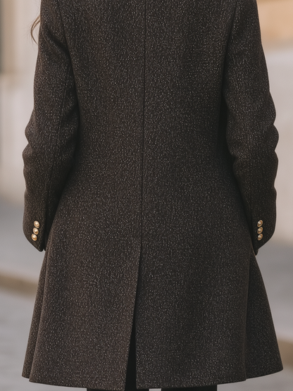 Conjunto Zafren de abrigo de tweed marrón y chaleco