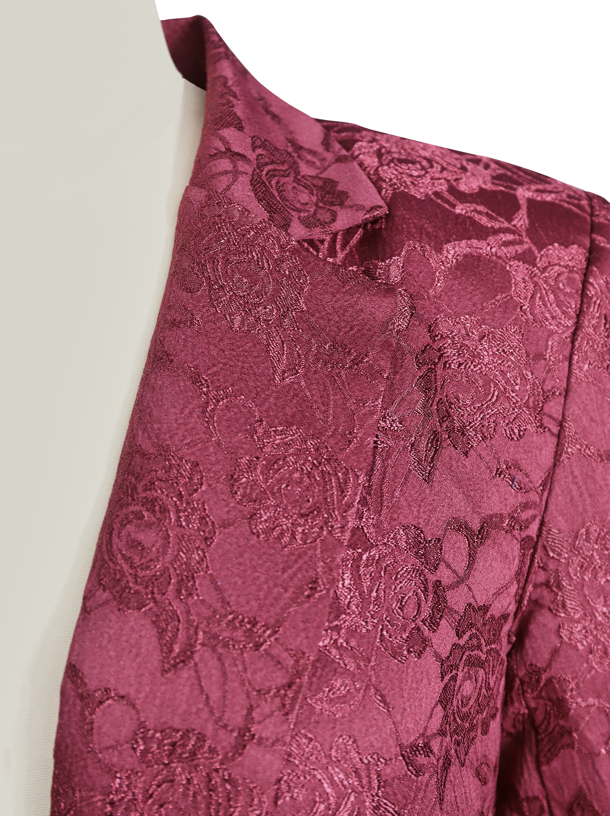 Zafren bordeauxrød blazer i blomstret jacquard