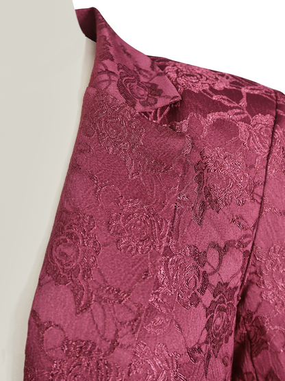 Zafren bordeauxrød blazer i blomstret jacquard
