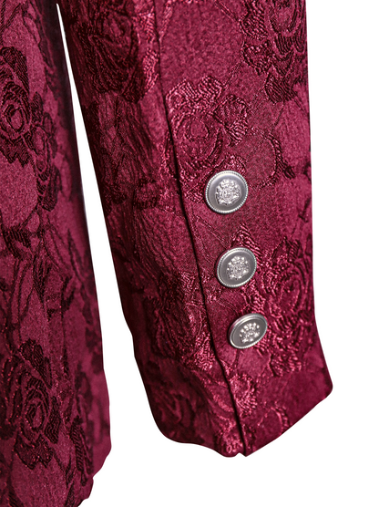 Zafren bordeauxrød blazer i blomstret jacquard
