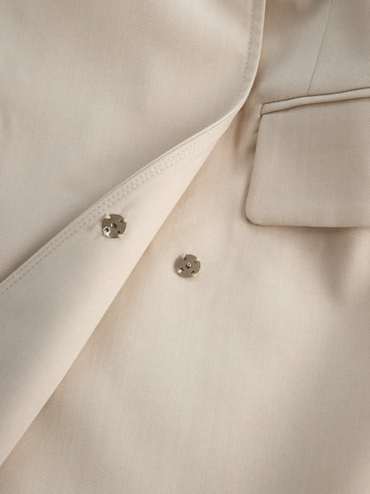 Zafren kremfarget blazer-minikjole med belte