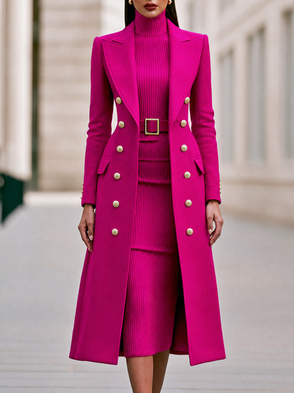 Conjunto Zafren de vestido de punto y abrigo cruzado