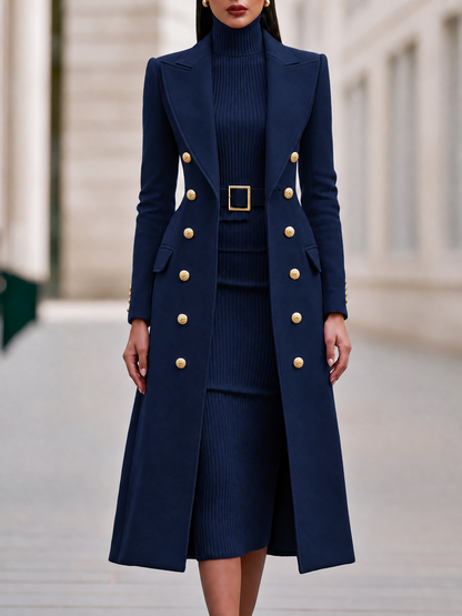 Conjunto Zafren de vestido de punto y abrigo cruzado
