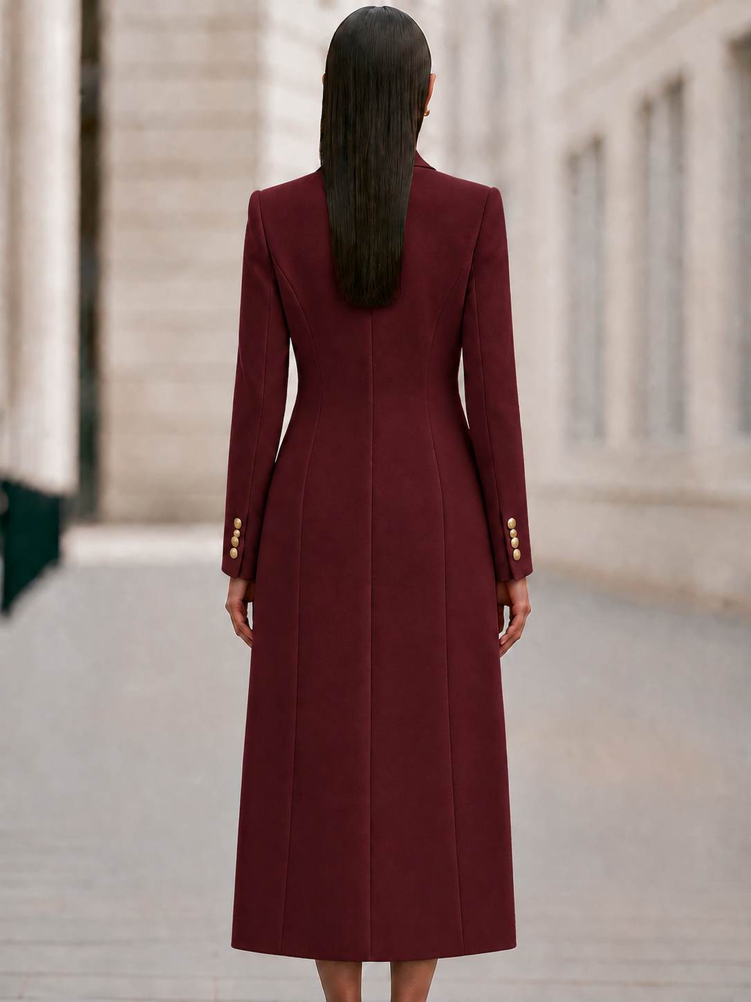 Conjunto Zafren de vestido de punto y abrigo cruzado