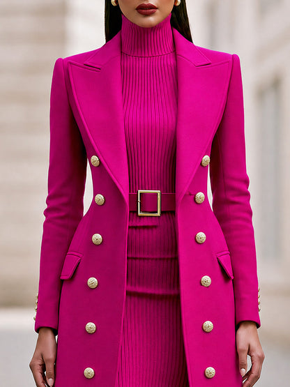 Conjunto Zafren de vestido de punto y abrigo cruzado