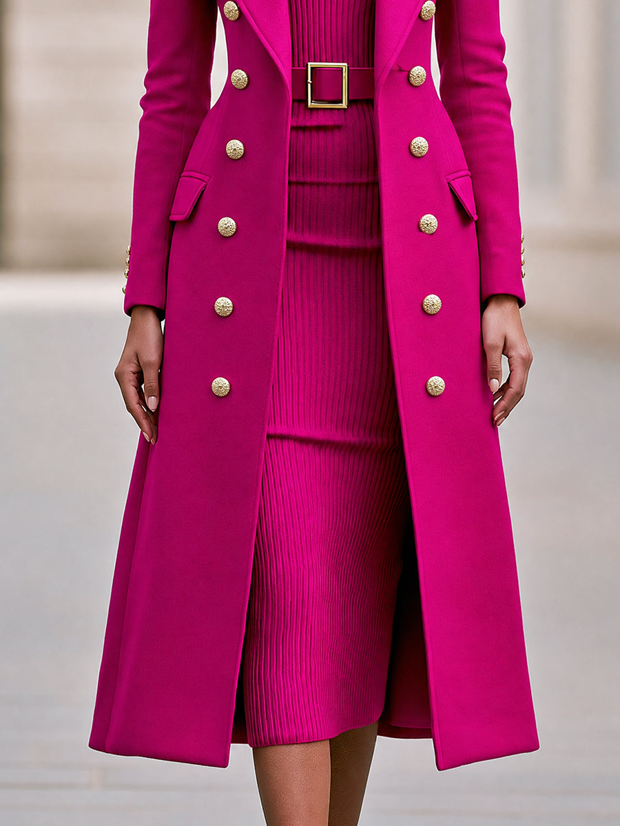 Conjunto Zafren de vestido de punto y abrigo cruzado