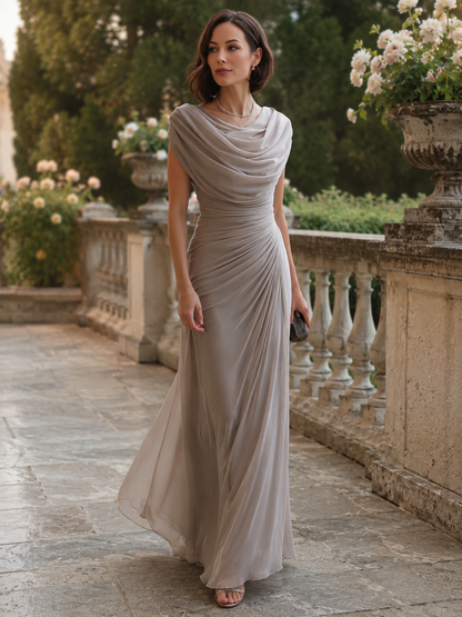 Abito maxi Zafren drappeggiato con scollo a cappuccio e arricciature