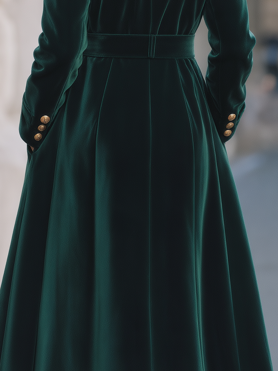 Ensemble Zafren composé d’une robe-manteau verte en velours duveteux