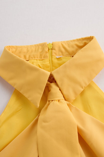 Zafren halterblouse met strikkraag