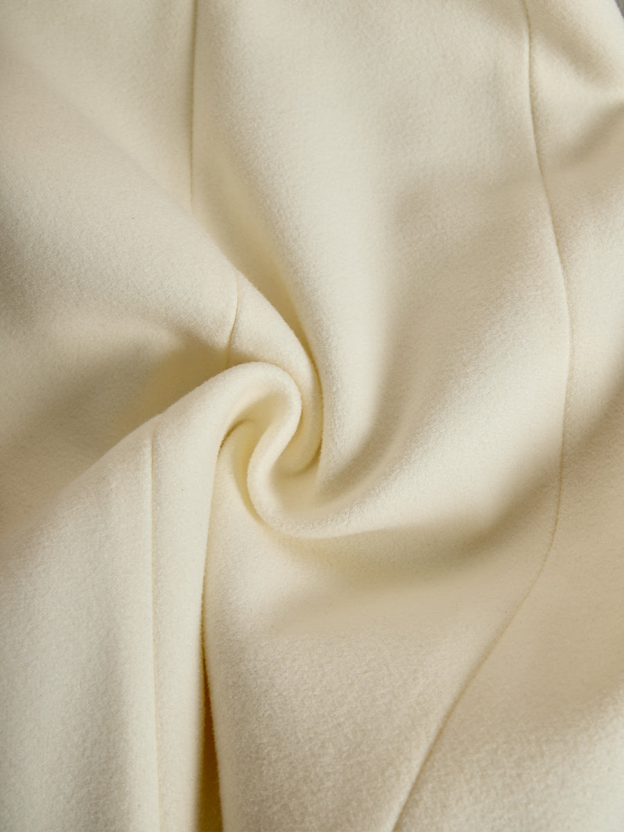 Zafren Ivory Fur Cuff Flared Coat