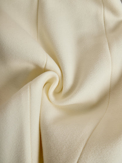 Zafren Ivory Fur Cuff Flared Coat