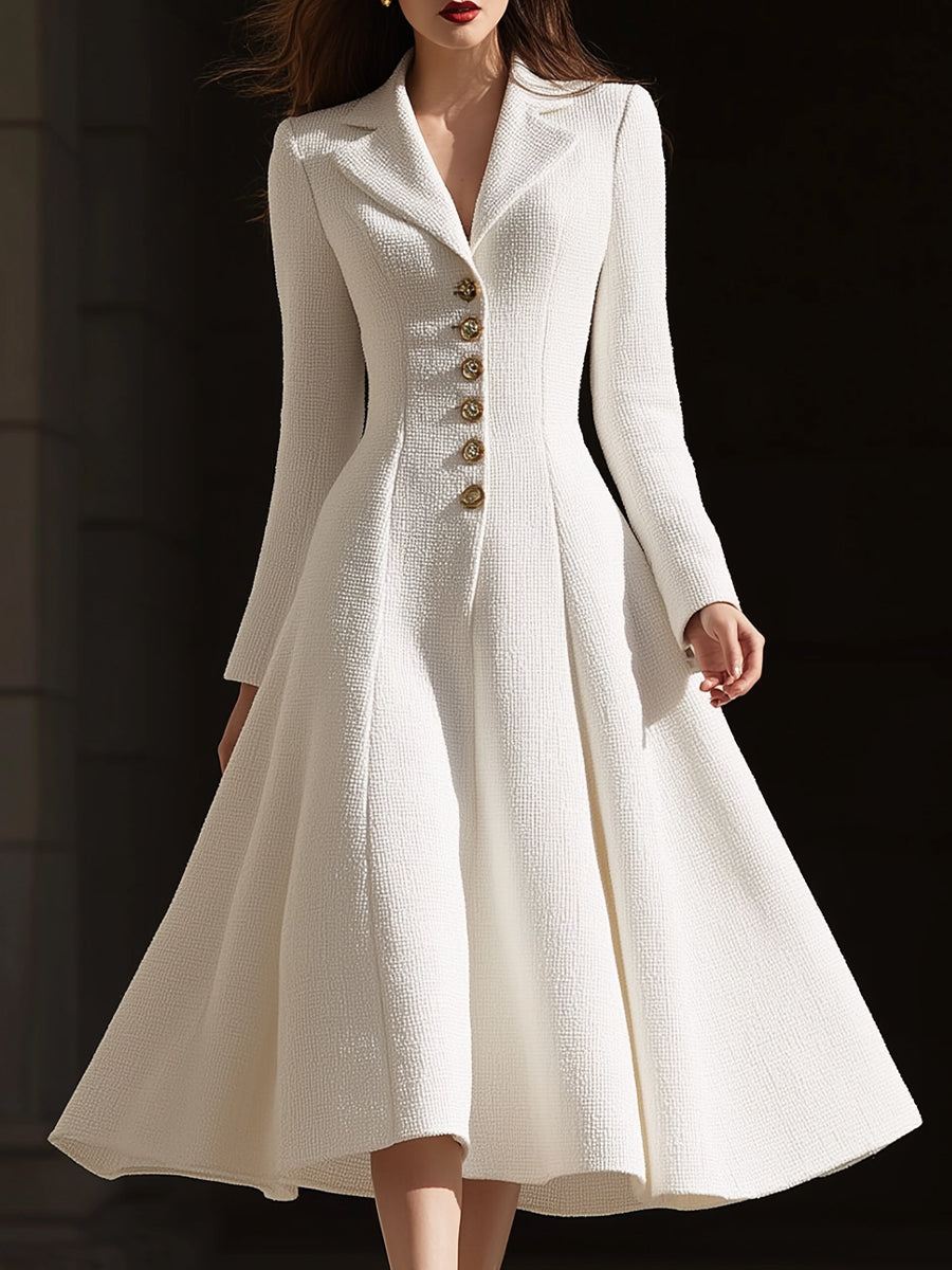 Robe-manteau ivoire en tweed à revers Zafren