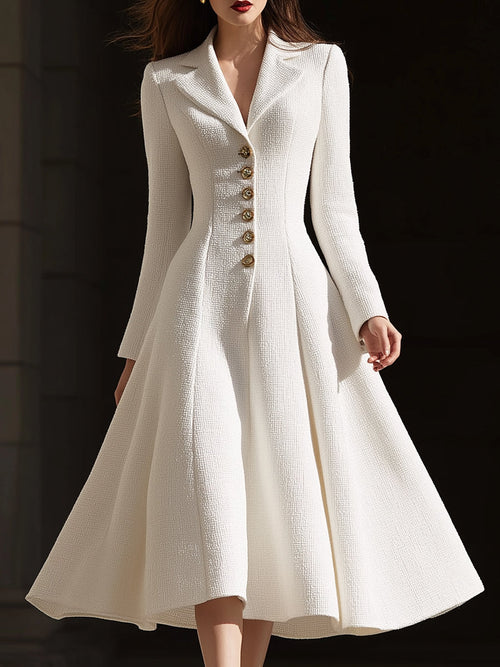 Robe-manteau ivoire en tweed à revers Zafren