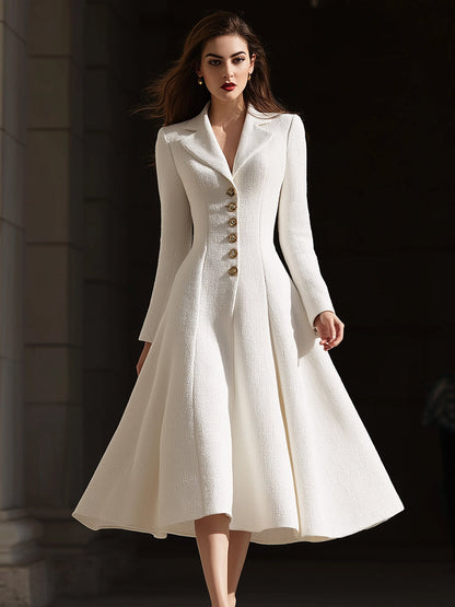 Robe-manteau ivoire en tweed à revers Zafren