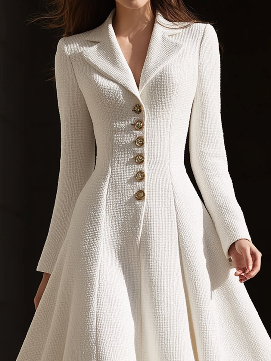 Robe-manteau ivoire en tweed à revers Zafren