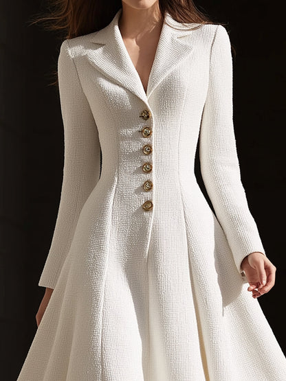 Robe-manteau ivoire en tweed à revers Zafren