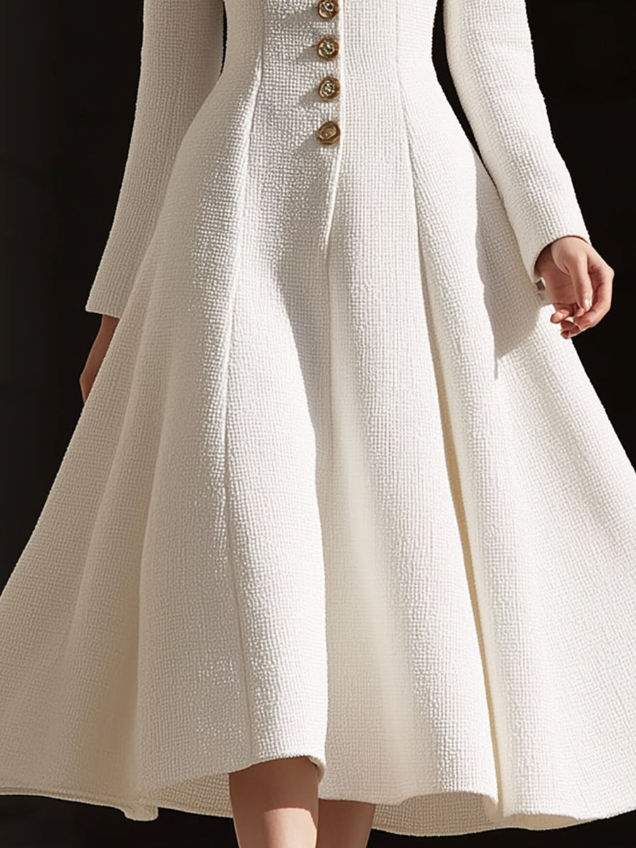 Robe-manteau ivoire en tweed à revers Zafren