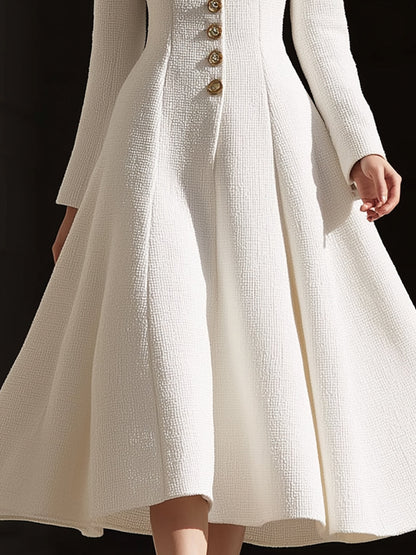Robe-manteau ivoire en tweed à revers Zafren