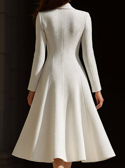 Robe-manteau ivoire en tweed à revers Zafren