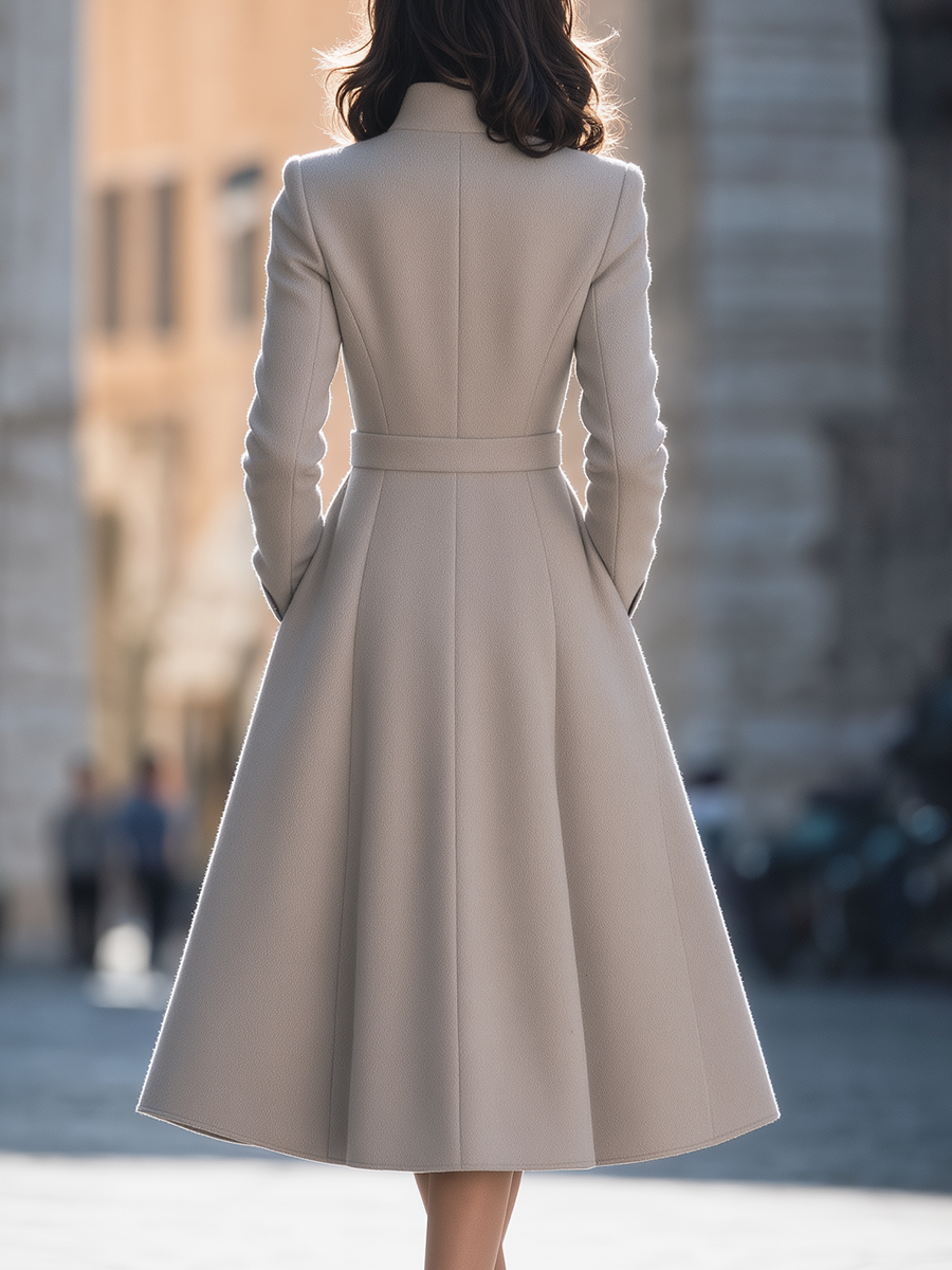 Palton Zafren midi gri deschis, cu cordon