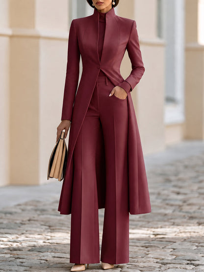 Fato Zafren com blazer comprido e calças à boca de sino