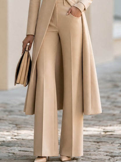 Fato Zafren com blazer comprido e calças à boca de sino