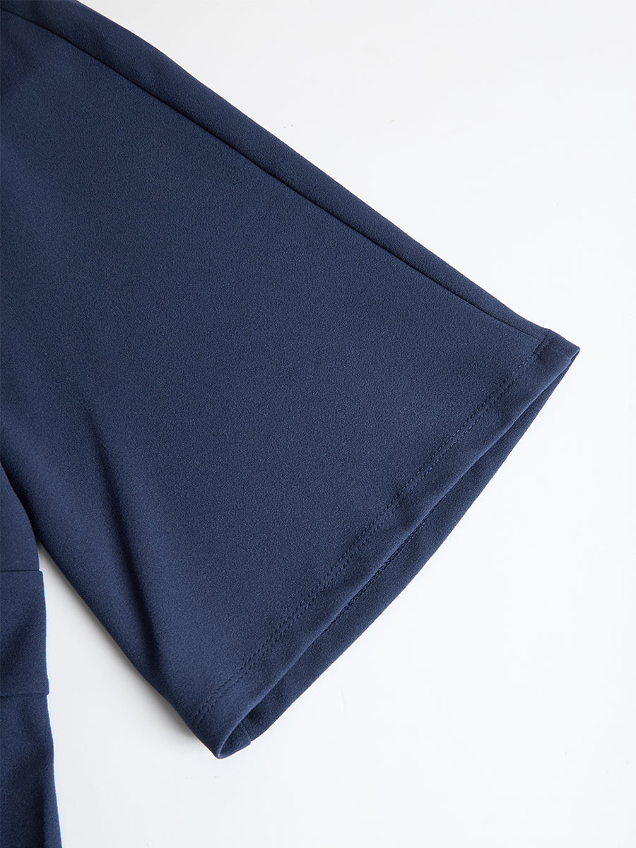 Robe fourreau bleu marine à manches chauve-souris Zafren