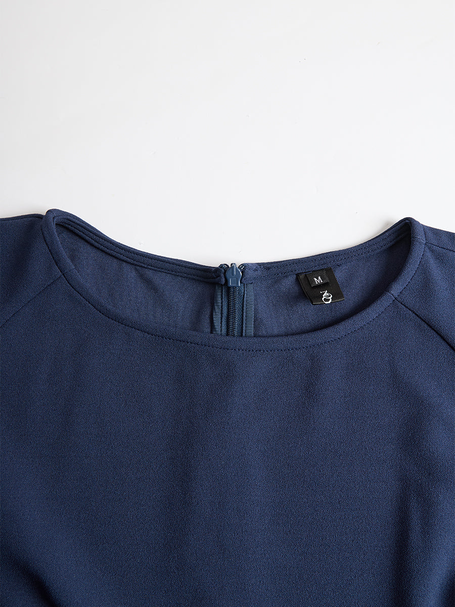 Robe fourreau bleu marine à manches chauve-souris Zafren