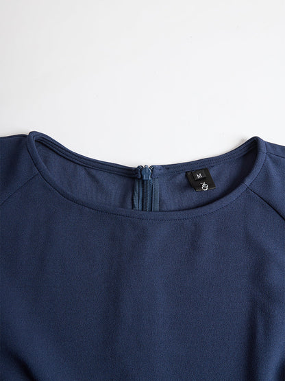 Robe fourreau bleu marine à manches chauve-souris Zafren